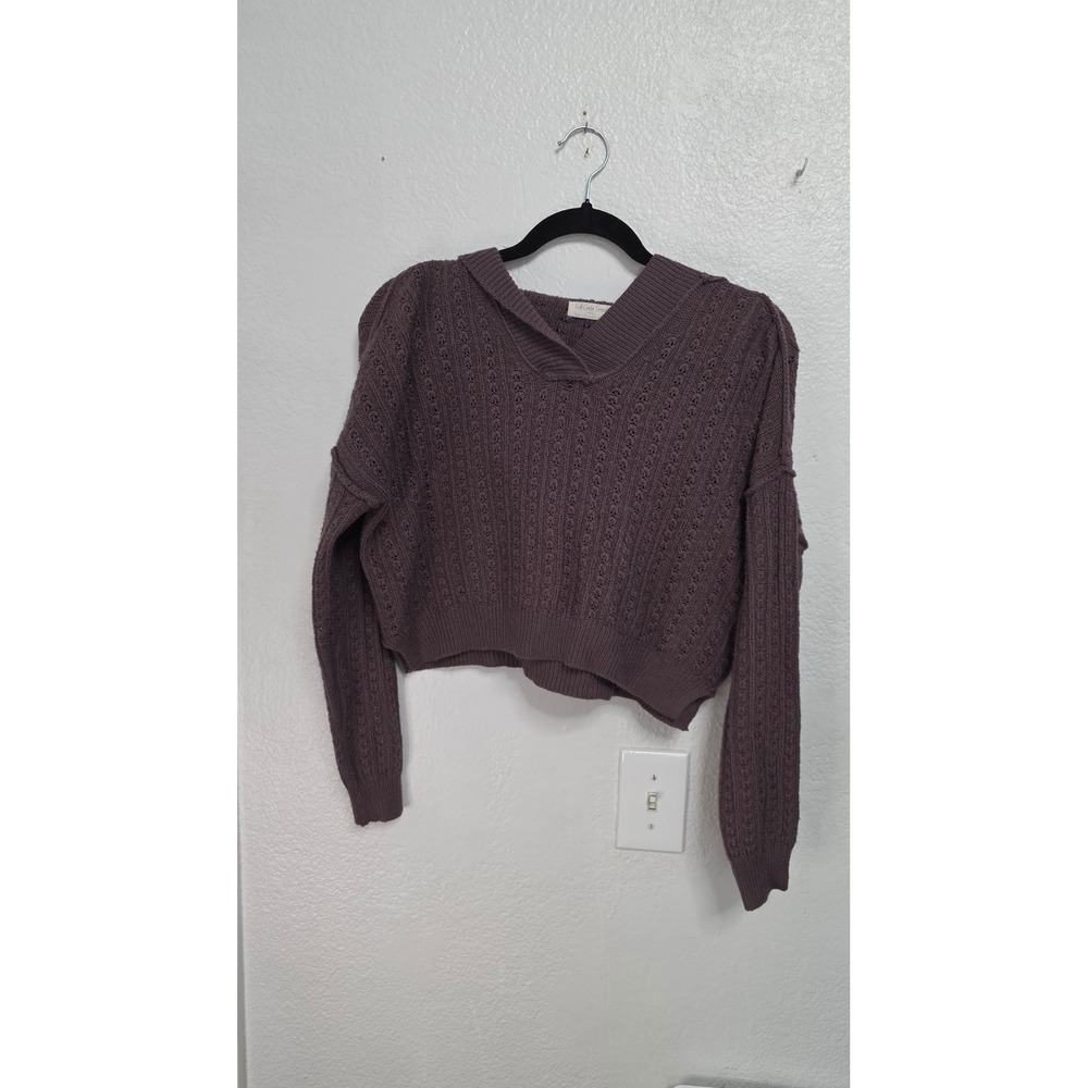 Full Circle Trends Cropped Hoodie Womens Small Purple Excellent